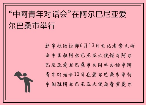 “中阿青年对话会”在阿尔巴尼亚爱尔巴桑市举行